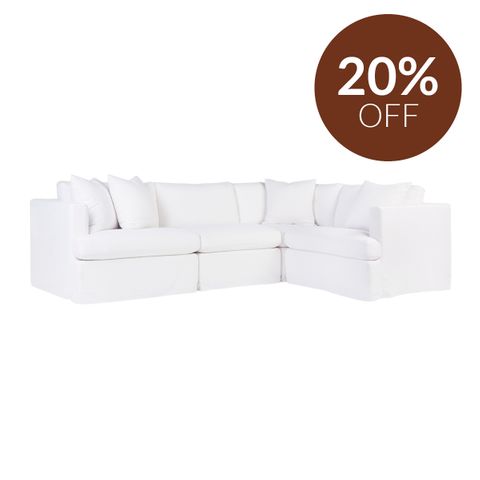 Birkshire Slip Cover Modular Sofa - White Linen Option 1
