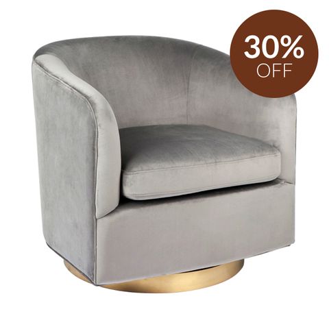 Belvedere Swivel Arm Chair - Charcoal Velvet