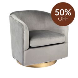 Belvedere Swivel Arm Chair - Charcoal Velvet