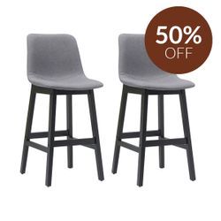 Jermaine Bar Stool Set of 2 - Stone Grey