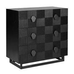 Alton 3 Drawer Chest -  Black