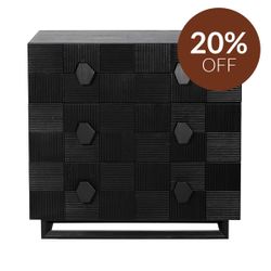 Alton 3 Drawer Chest -  Black