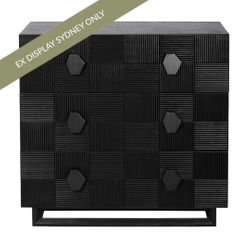 Alton 3 Drawer Chest -  Black - OUTLET NSW