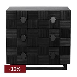 Alton 3 Drawer Chest -  Black