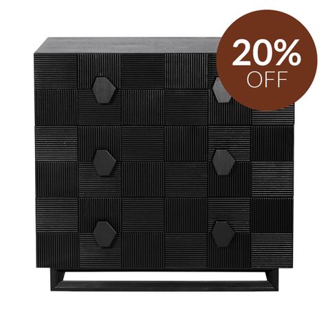 Alton 3 Drawer Chest -  Black