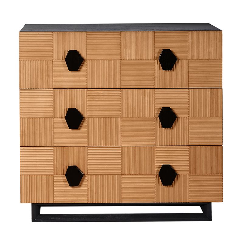 Alton 3 Drawer Chest -  Natural and Black