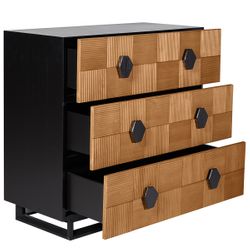 Alton 3 Drawer Chest -  Natural and Black