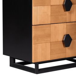 Alton Bedside Table - Large Natural and Black