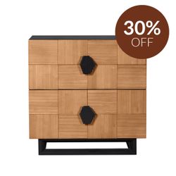 Alton Bedside Table - Large Natural and Black