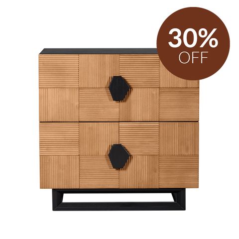 Alton Bedside Table - Large Natural and Black