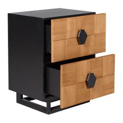 Alton Bedside Table - Small Natural and Black