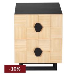 Alton Bedside Table - Small Natural and Black