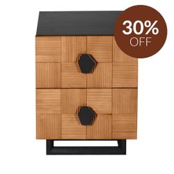 Alton Bedside Table - Small Natural and Black