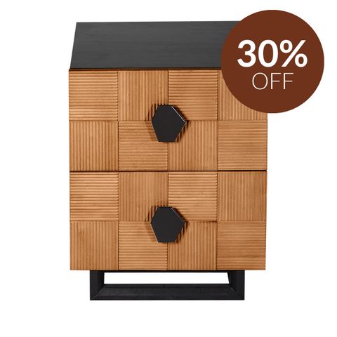 Alton Bedside Table - Small Natural and Black