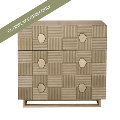 Alton 3 Drawer Chest - Antique Gold - OUTLET NSW
