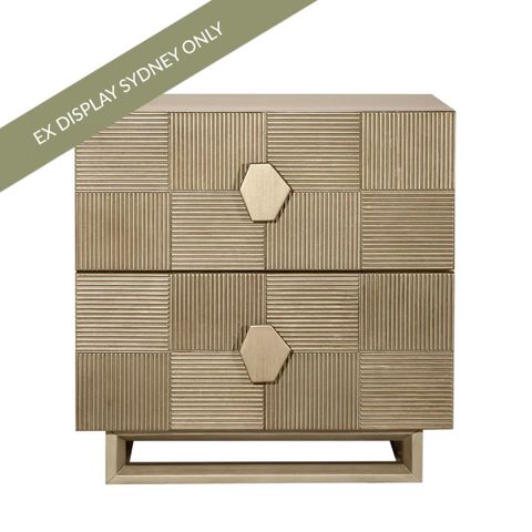 Alton 65x65cm Bedside Table - Antique Gold - OUTLET NSW