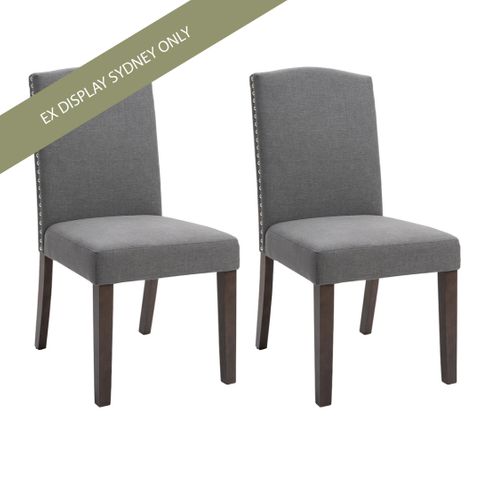 Lethbridge Dining Chair Set of 2  - Light Grey - OUTLET NSW