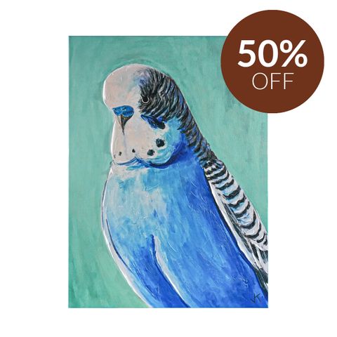 Blue Budgie Enhanced Canvas Print
