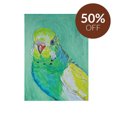 Green Budgie Enhanced Canvas Print