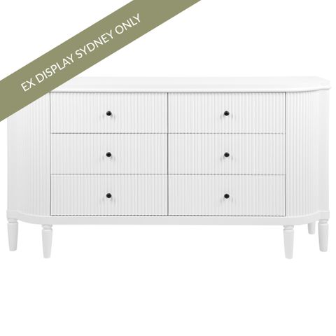 Arielle 6 Drawer Chest - White - OUTLET NSW