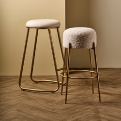 Nino Kitchen Stool - White Boucle
