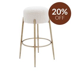 Nino Kitchen Stool - White Boucle