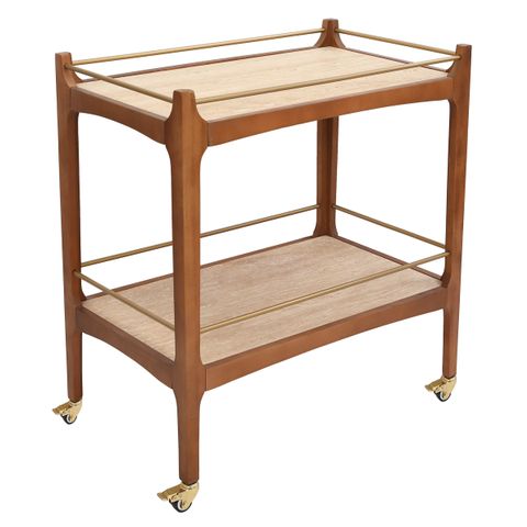 Ashley Travertine Bar Cart - Walnut