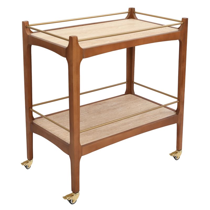 Ashley Travertine Bar Cart - Walnut