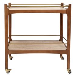 Ashley Travertine Bar Cart - Walnut