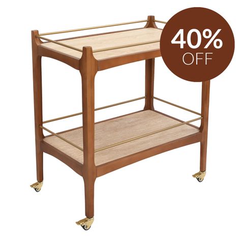 Ashley Travertine Bar Cart - Walnut