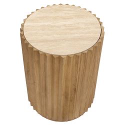 Carter Travertine Side Table - Walnut