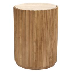 Carter Travertine Side Table - Walnut