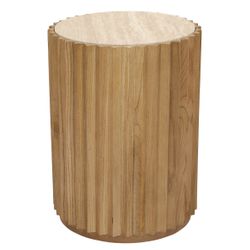 Carter Travertine Side Table - Walnut