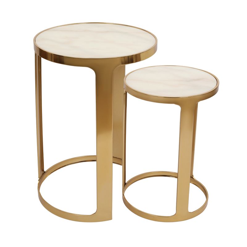 Isabelle Marble Nesting Side Tables - Gold