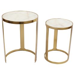 Isabelle Marble Nesting Side Tables - Gold