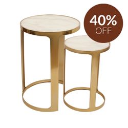 Isabelle Marble Nesting Side Tables - Gold