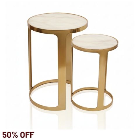 Isabelle Marble Nesting Side Tables - Gold