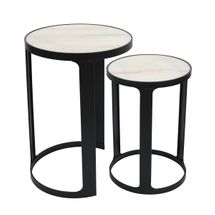 Isabelle Marble Nesting Side Tables - Black