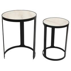 Isabelle Marble Nesting Side Tables - Black