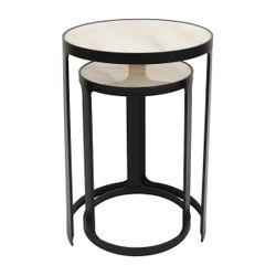 Isabelle Marble Nesting Side Tables - Black