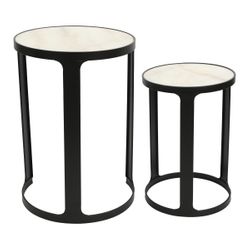 Isabelle Marble Nesting Side Tables - Black