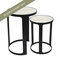 Isabelle Marble Nesting Side Tables - Black - OUTLET NSW