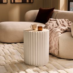Carter Travertine Side Table - White