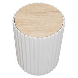 Carter Travertine Side Table - White