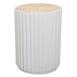 Carter Travertine Side Table - White