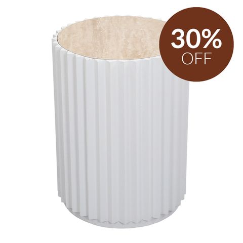 Carter Travertine Side Table - White