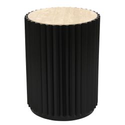 Carter Travertine Side Table - Black