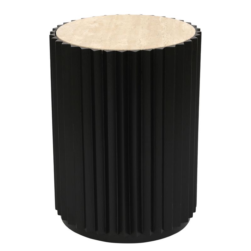 Carter Travertine Side Table - Black