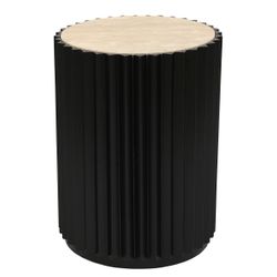 Carter Travertine Side Table - Black