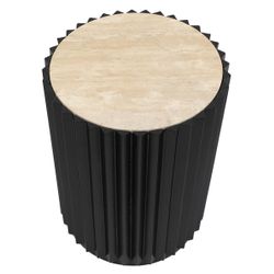 Carter Travertine Side Table - Black